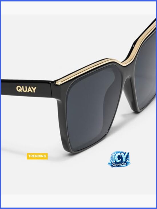 Oversized Square Sunglasses with UV Protected Lenses and Metal Brow Bar